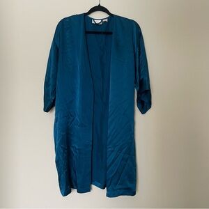 Victoria's Secret Gold Label 100% silk Teal Kimono Robe